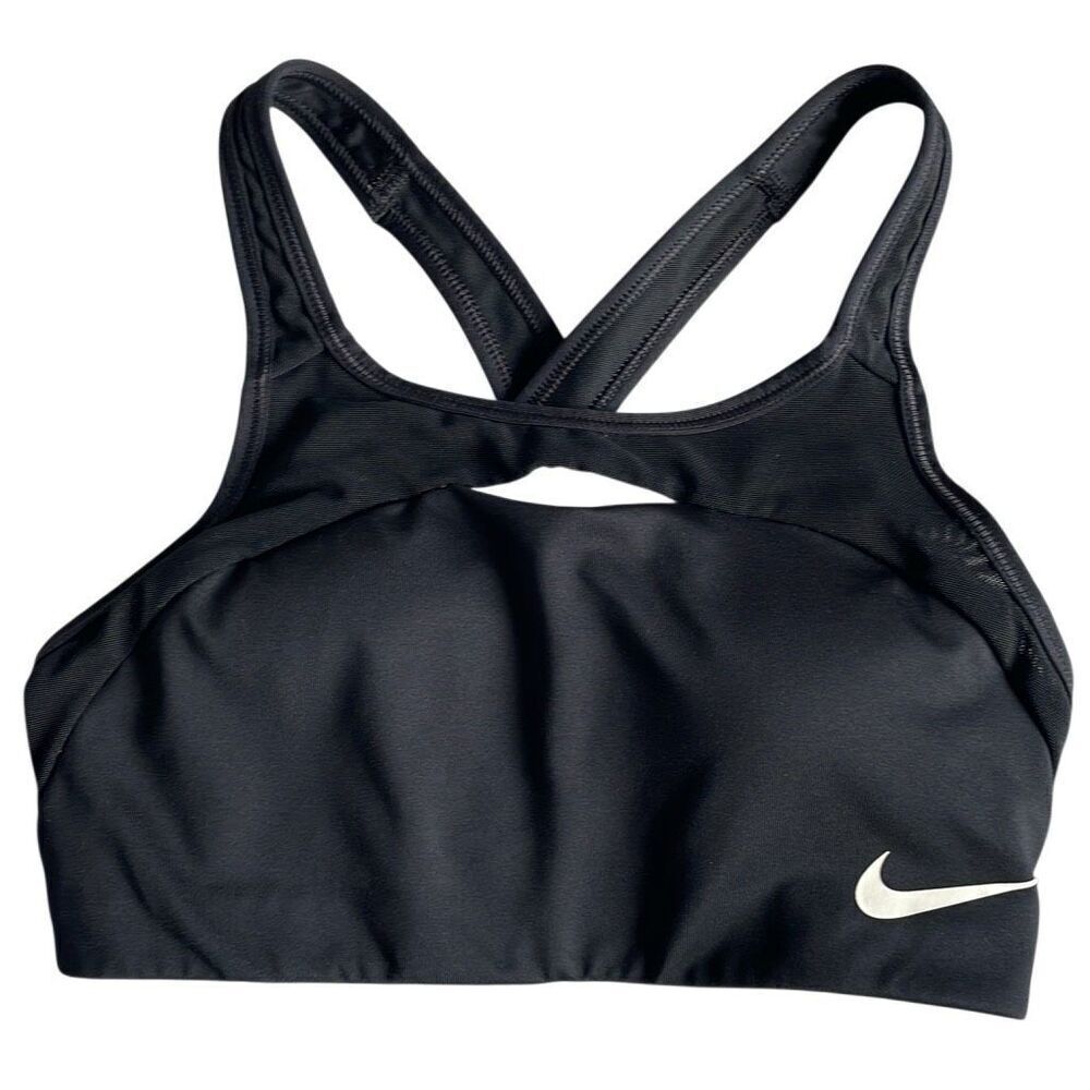 EUC! Nike Black Sports Bra Cut w/ Cut Out, Mesh Trim, Cross Back - Size XS